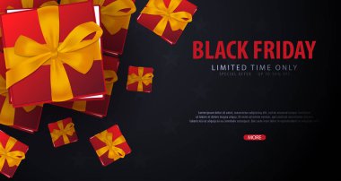 Siyah Cuma satış poster veya el ilanı. Arka plan online mağaza, dükkan, tanıtım broşür, poster, afiş için indirim. Vektör çizim.