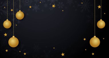 Noel ve mutlu yeni yıl afiş koyu arka plan üzerinde evlen. Vektör çizim.