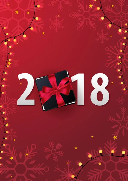 Marry Christmas and Happy New Year poster on red background. Vector illustration. — Stock Vector