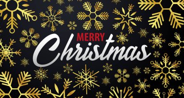 Kar taneleri ile koyu arka plan üzerinde Noel ve mutlu yeni yıl afiş evlen. Vektör çizim.