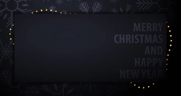 Marry Christmas and Happy New Year banner on dark background with snowflakes. Vector illustration. — Stock Vector
