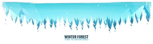 Nature landscape background with silhouettes of mountains and trees. Winter Forest. Vector Illustration. — Stock Vector