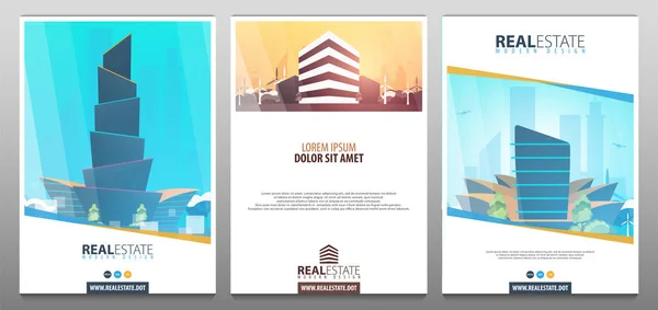 Set of Real Estate Business Brochure. Flyer Design. Leaflets a4 — Stock Vector