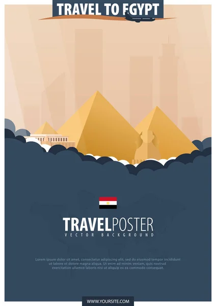 Подорож до Єгипту. Подорожі та туризм плакат. Вектор плоскої illustra — стоковий вектор