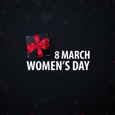 8 Mart Dünya Kadınlar Günü tebrik kartı heards ile. Vektör çizim.