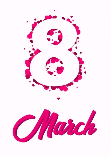 8 de marzo Tarjeta de felicitación del Día Internacional de la Mujer con audiencias. Ilustración vectorial . — Vector de stock