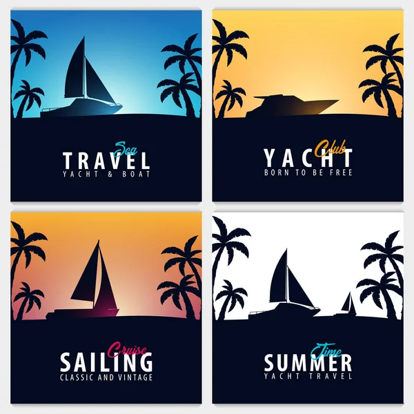Uppsättning Yacht club och segling sporten banners. Havet reser. Vektor — Stock vektor