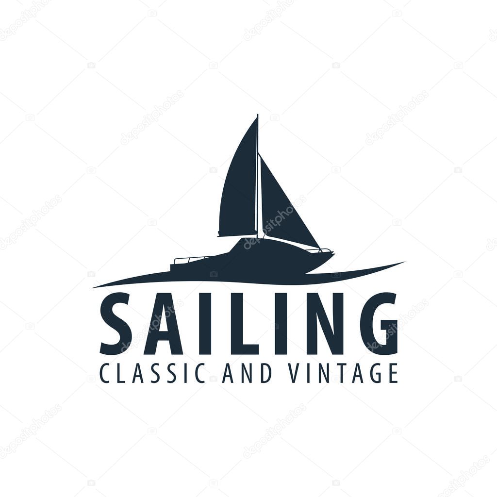 Yacht club and sailing sport logo, labels, emblems and design elements. Sea travel. Vector illustration