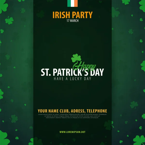 Saint Patricks Day invitation card with clover. Vector illustration. — Stock Vector