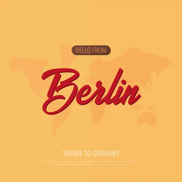 Olá de Berlim. Viagem para a Alemanha. Cartão de saudação turística. Ilustração vetorial . — Vetor de Stock