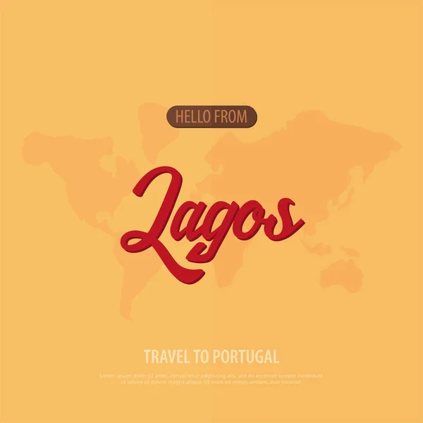 Hola desde Lagos. Viajar a Portugal. Tarjeta de felicitación turística. Ilustración vectorial . — Vector de stock