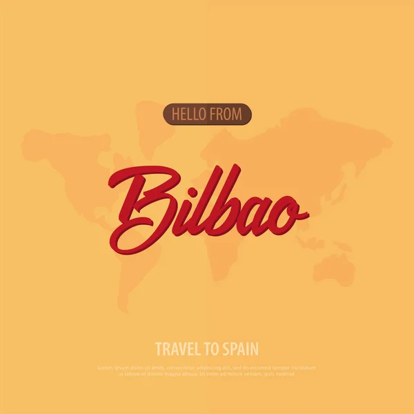 Olá de Bilbau. Viaje para Espanha. Cartão de saudação turística. Ilustração vetorial . —  Vetores de Stock