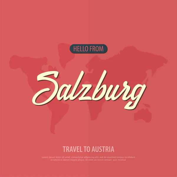 Hola desde Salzburgo. Viajar a Dinamarca. Tarjeta de felicitación turística. Ilustración vectorial . — Vector de stock