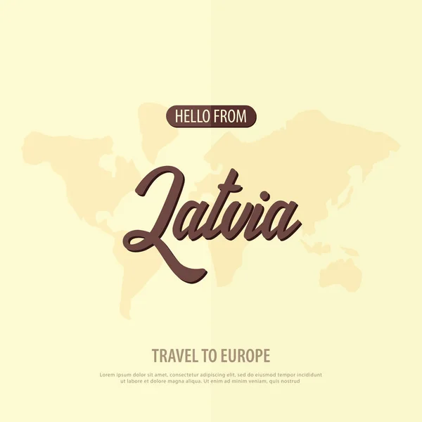 Hola de Letonia. Viajar a Europa. Tarjeta de felicitación turística. Ilustración vectorial . — Vector de stock