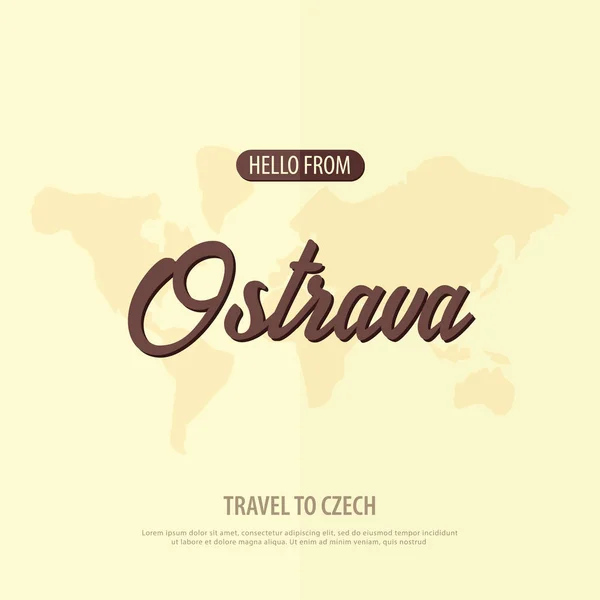 Hola desde Ostrava. Viajar a República Checa. Tarjeta de felicitación turística. Ilustración vectorial . — Vector de stock