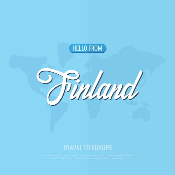 Hola desde Finlandia. Viajar a Europa. Tarjeta de felicitación turística. Ilustración vectorial . — Vector de stock