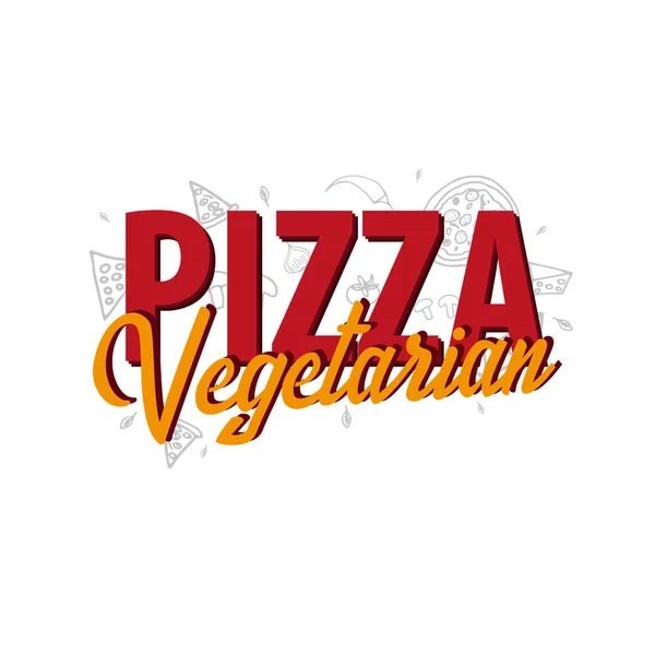 Menú de comida de pizza para restaurante y cafetería. Banner de diseño con elementos gráficos dibujados a mano en estilo doodle. Ilustración vectorial . — Vector de stock