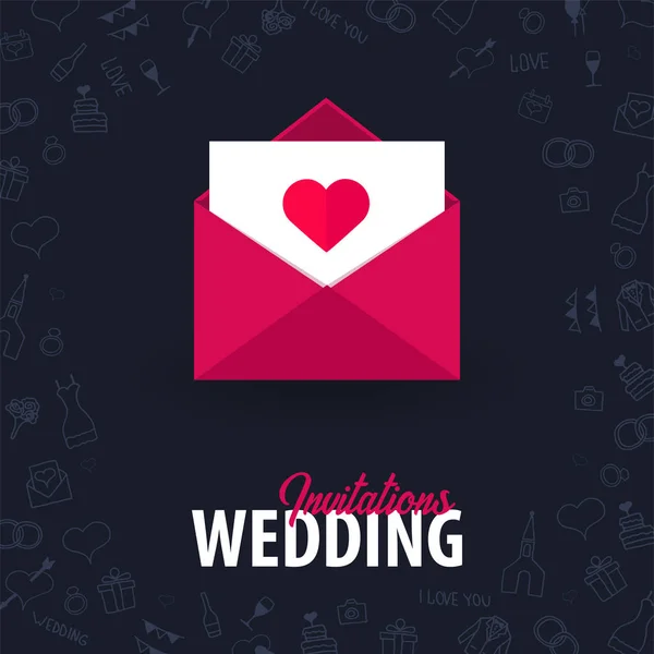 Banner plano de agencia de bodas con garabato dibujado a mano sobre un fondo. Ilustración vectorial . — Archivo Imágenes Vectoriales