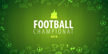 Futbol ya da futbol tasarım afiş el çizmek doodle elemanları ile. Futbol Şampiyonası. Vektör top. Vektör çizim.