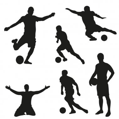 Futbol, futbol oyuncuları vektör kümesi. Vektör Iluustration.