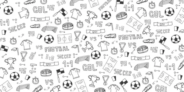 Fútbol garabato dibujado a mano o fondo de fútbol. Elementos aislados. Ilustración vectorial . — Vector de stock