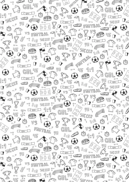 Fútbol garabato dibujado a mano o fondo de fútbol. Elementos aislados. Ilustración vectorial . — Vector de stock