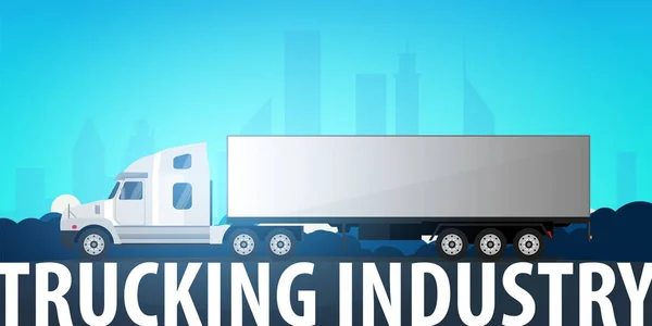 Lastbilstransporter industri banner, logistik och leverans. Semi truck. Vektorillustration. — Stock vektor