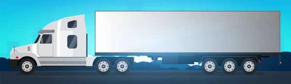 Lastbilstransporter industri banner, logistik och leverans. Semi truck. Vektorillustration. — Stock vektor