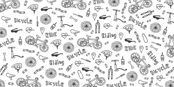 Doodle vetor ilustração de bicicleta. Conceito de ciclismo estilo de vida e aventura para banners web, materiais impressos . —  Vetores de Stock