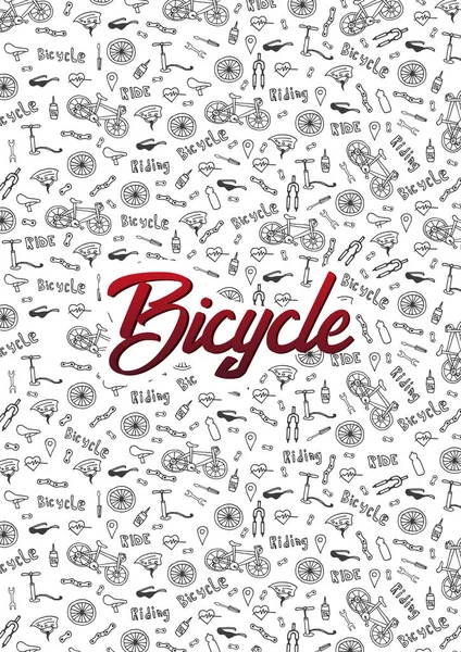 Doodle vektorové ilustrace jízdních kol. Koncepce cyklistických životní styl a dobrodružství pro webové bannery, tištěné materiály. — Stockový vektor