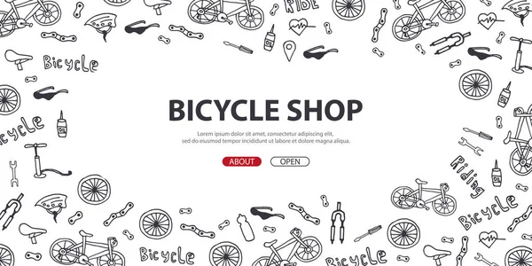 Doodle vector ilustración de la bicicleta. Concepto de estilo de vida ciclista y aventura para banners web, materiales impresos . — Archivo Imágenes Vectoriales