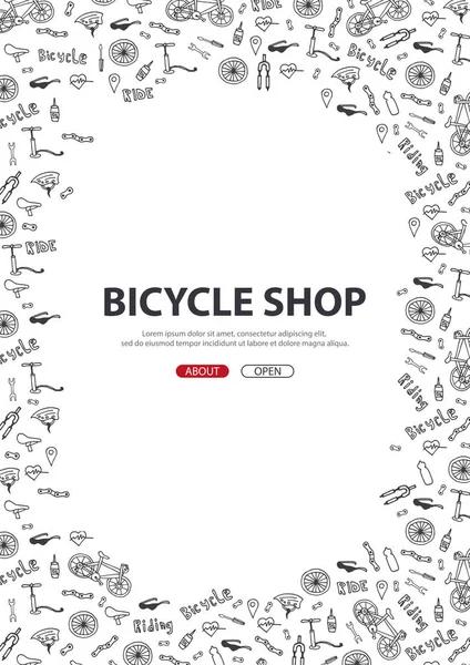 Doodle ilustracja wektorowa roweru. Koncepcja rowerowych styl życia i przygody za bannery, materiały drukowane. — Wektor stockowy