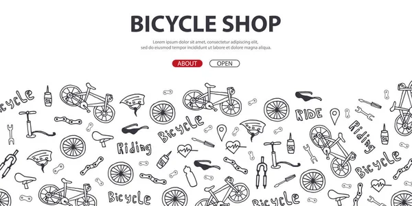 Doodle vector ilustración de la bicicleta. Concepto de estilo de vida ciclista y aventura para banners web, materiales impresos . — Vector de stock