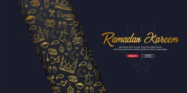 Ramazan Kareem illüstrasyon el ile Müslüman topluluk Festivali kutlamaları için doodle arka plan çizmek.