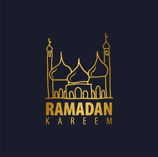 Logo Ramadán Kareem oro. emblema islámico y árabe. Ilustración vectorial . — Vector de stock