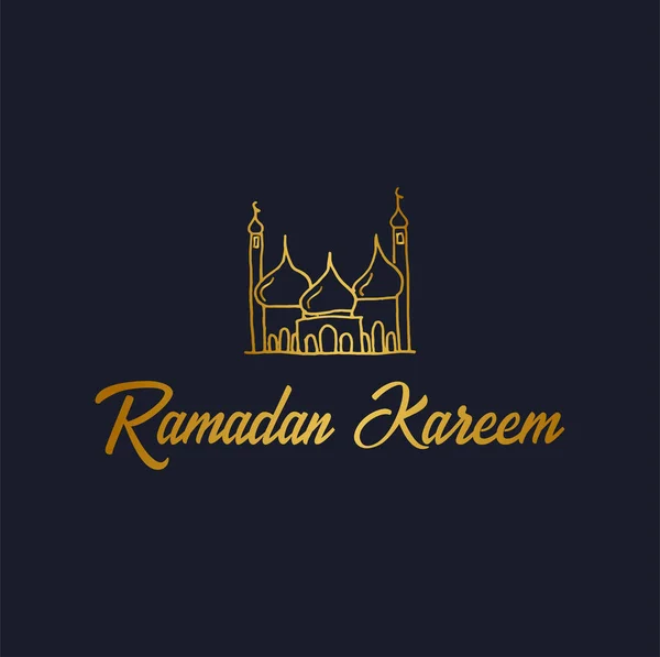 Logo Ramadán Kareem oro. emblema islámico y árabe. Ilustración vectorial . — Vector de stock