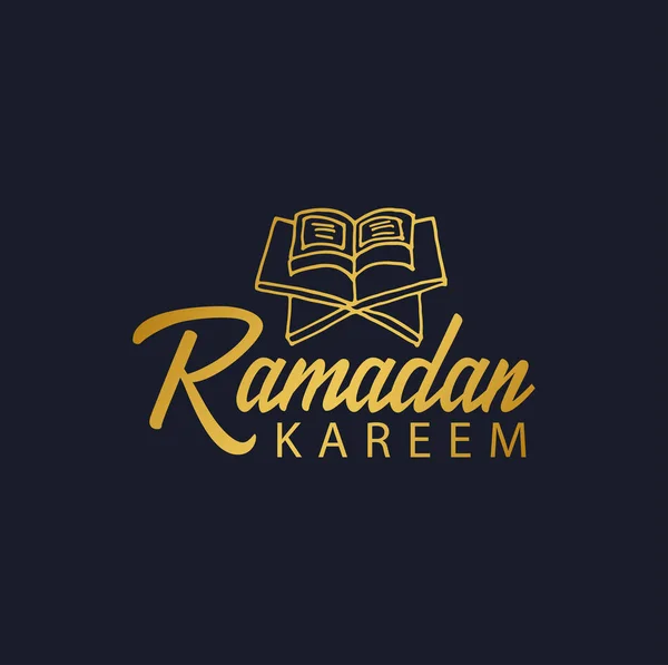 Logo Ramadán Kareem oro. emblema islámico y árabe. Ilustración vectorial . — Vector de stock