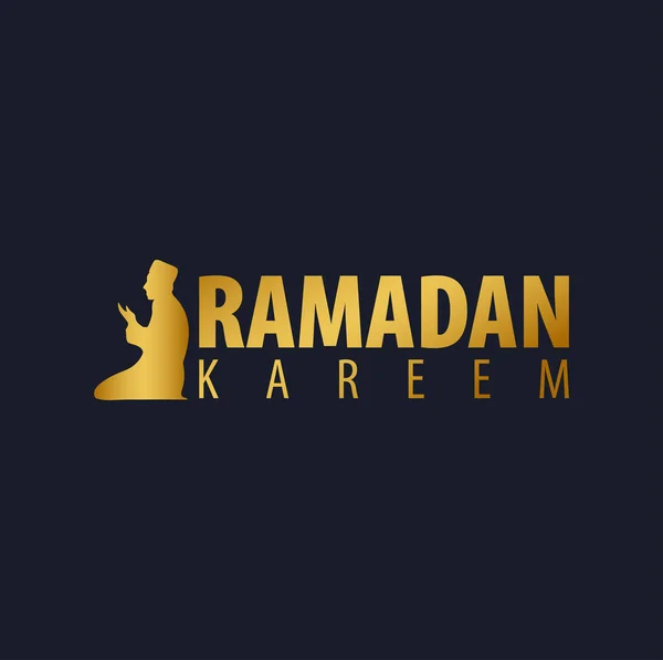 Logo Ramadan Kareem en or. Emblème islamique et arabe. Illustration vectorielle . — Image vectorielle