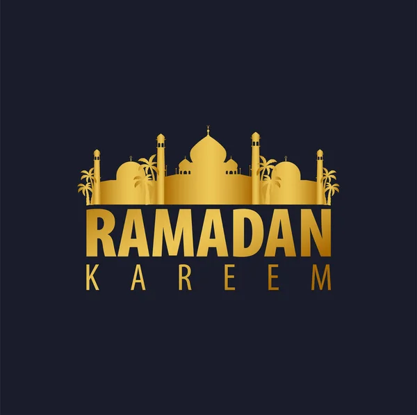 Logo Ramadán Kareem oro. emblema islámico y árabe. Ilustración vectorial . — Vector de stock