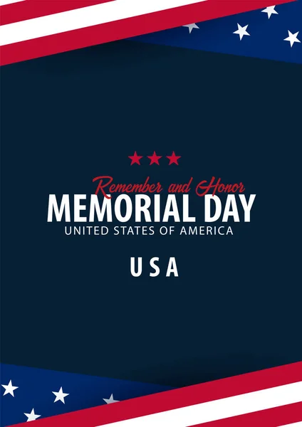 Memorial Day. Lembra-te e honra. EUA. Bandeira americana . —  Vetores de Stock