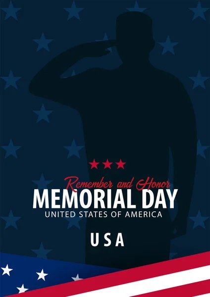Memorial Day. Lembra-te e honra. EUA. Bandeira americana . —  Vetores de Stock
