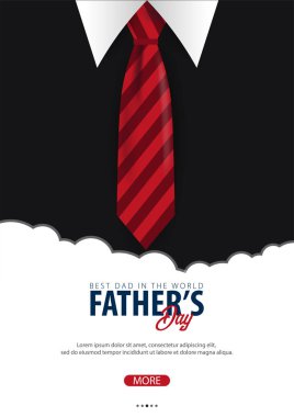 Babalar günü afiş, tebrik kartı ile kravat. Vektör çizim.