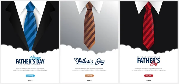 Fathers Day banner, greeting card with necktie. Vector Illustration. — Stock Vector