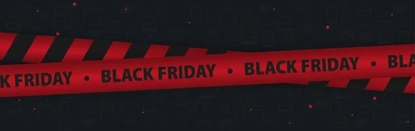 Zwarte vrijdag banner met rode linten. Seizoen van verkoop. — Stockvector