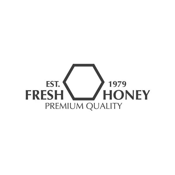 Fresh Organic Honey logo and icons with honeycombs. — Stock Vector