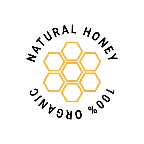 Friss bio méz logó és ikonok méhsejt fésűvel. — Stock Vector
