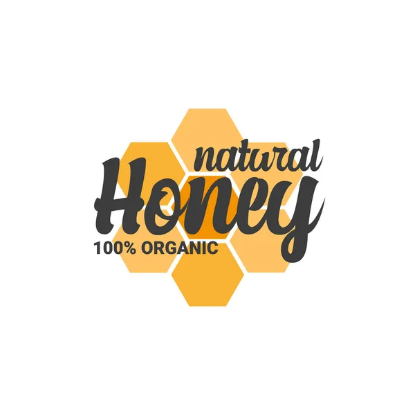 Frischer Bio-Honig Logo und Symbole mit Waben. — Stockvektor