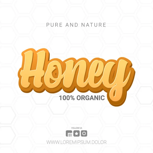 Banner de mel orgânico fresco com fundo de favos de mel . —  Vetores de Stock