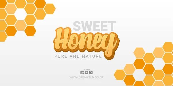 Fresh Organic Honey banner med honeycombs bakgrund. — Stock vektor