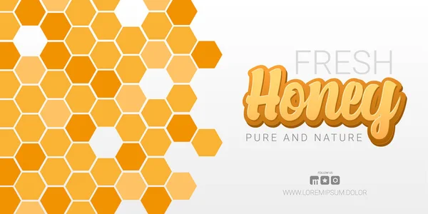 Friss bio méz banner mézes fésű háttér. — Stock Vector